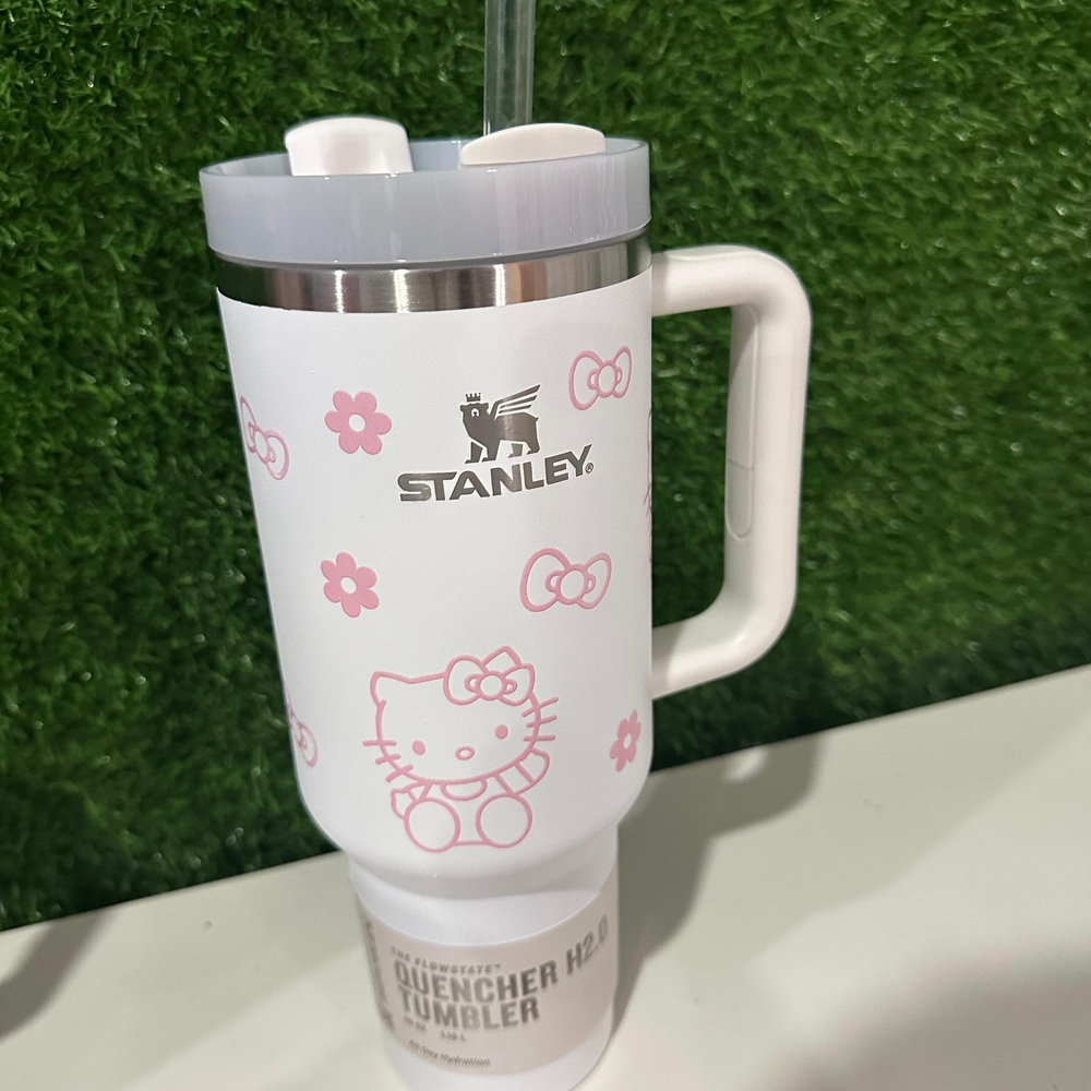 Stanley White and Pink Hello Kitty Tumbler with Straw